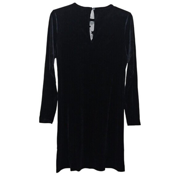 Modcloth Beyond The Shade Of Night Velvet Sheer Star Dress Small New Black Dark - Picture 5 of 10